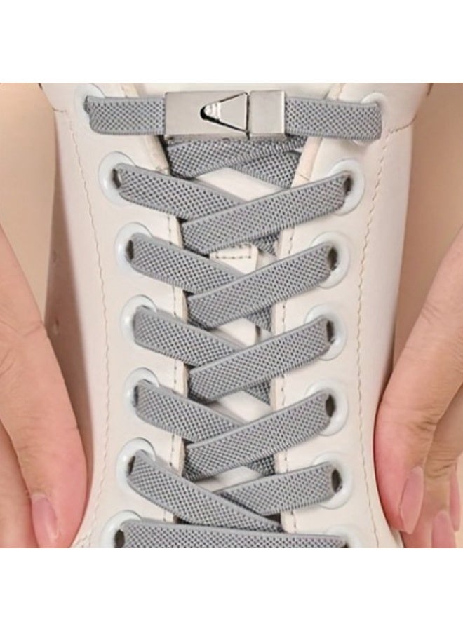 Pair of Elastic Self Lacing Shoe Straps with Interchangeable Buckles Adjustable Durable Shoe Accessories for Men Women Sports Casual Shoes Ideal for Daily Activewear  Outdoor Activities,Grey - Image 4